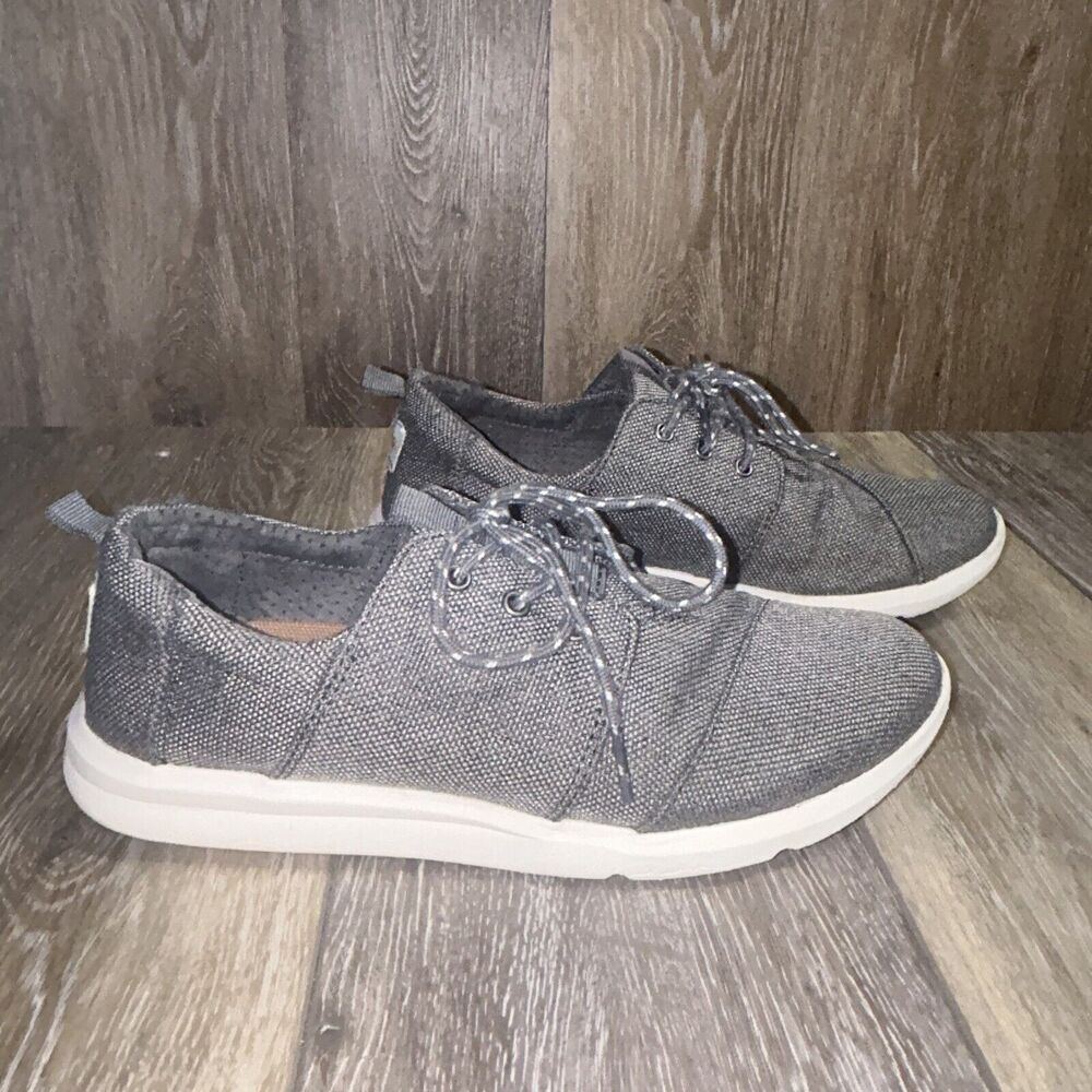 Toms Womens Size 7.5 Del Rey Sneaker Shoes Gray 10010856 Low Top Melange Canvas